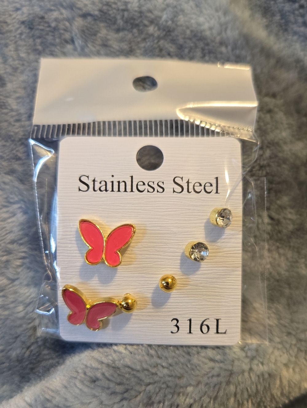 3/$10 Bundle Deals Pink Butterfly Stud Earring Set
